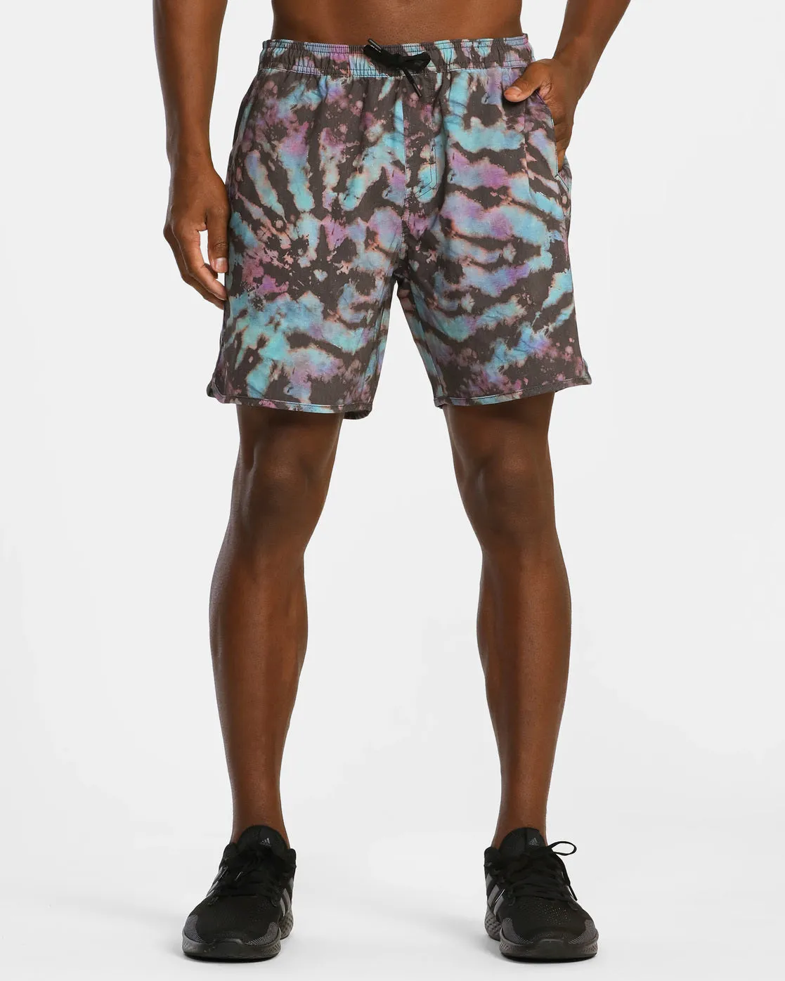 Yogger Hybrid 17 Athletic Shorts - Black Tie Dye