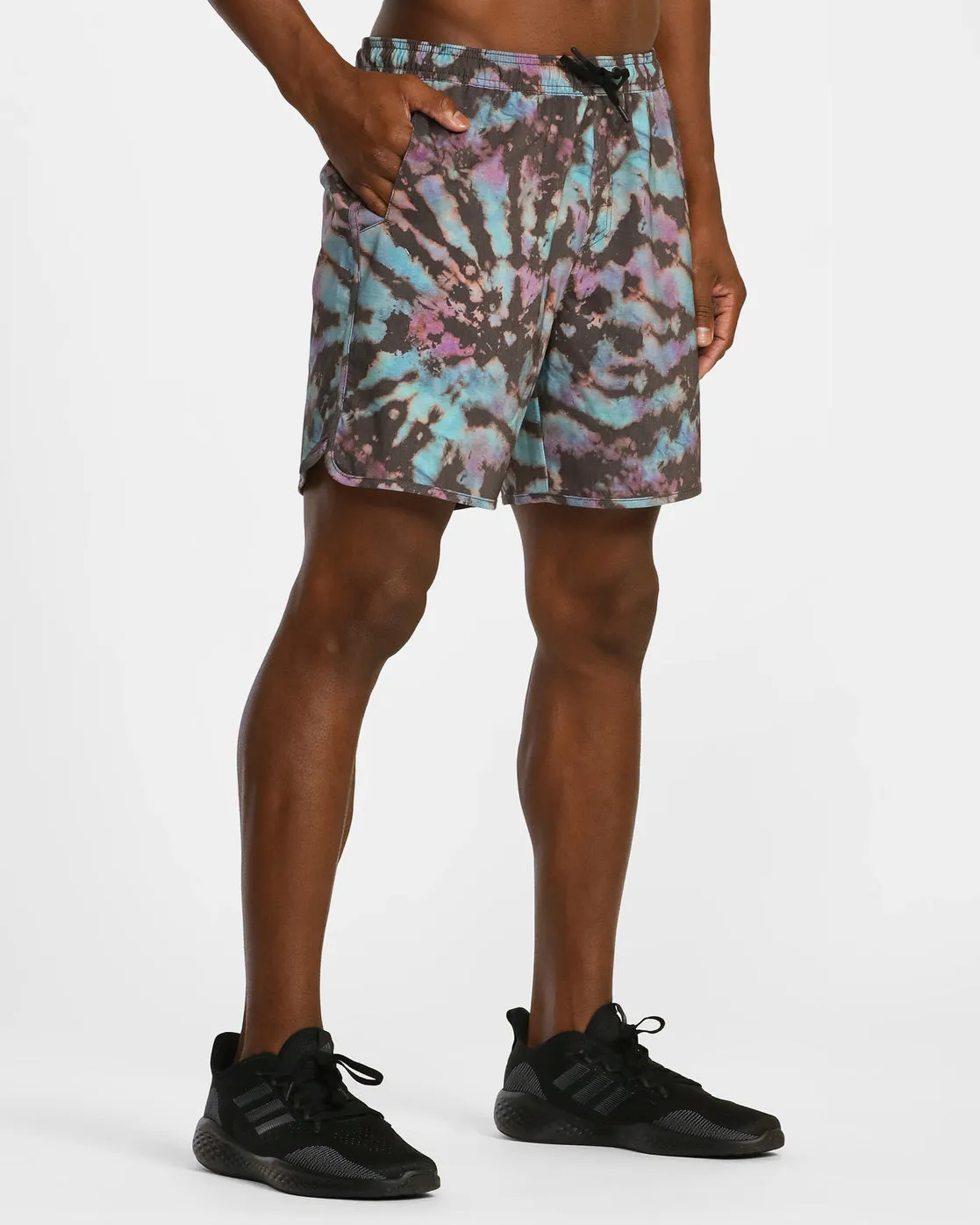 Yogger Hybrid 17 Athletic Shorts - Black Tie Dye