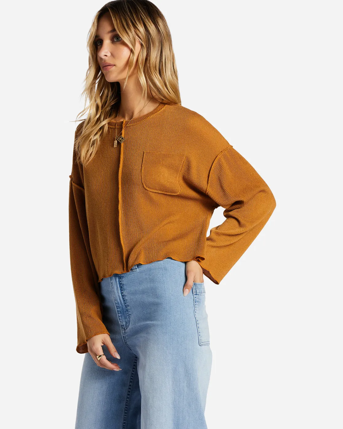 You Seam Happy Rib Knit Top - Cider